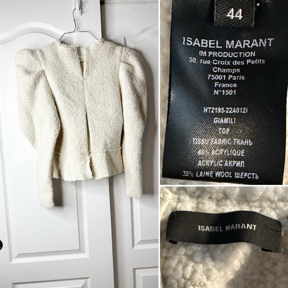 Isabel Marant Giamili Bucle Peplum Sweater Top in Ecru Size 40 (8 US) - Picture 7 of 16